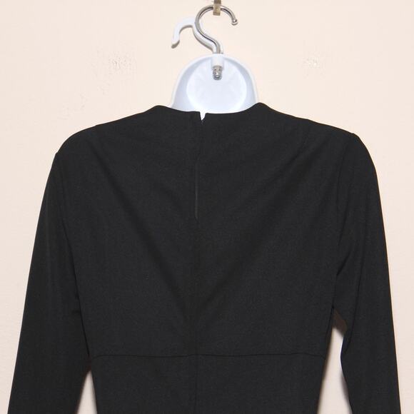 Vintage Edith Flagg Surplice Front Bow Accent Black Maxi Dress Size Small - Picture 6 of 10